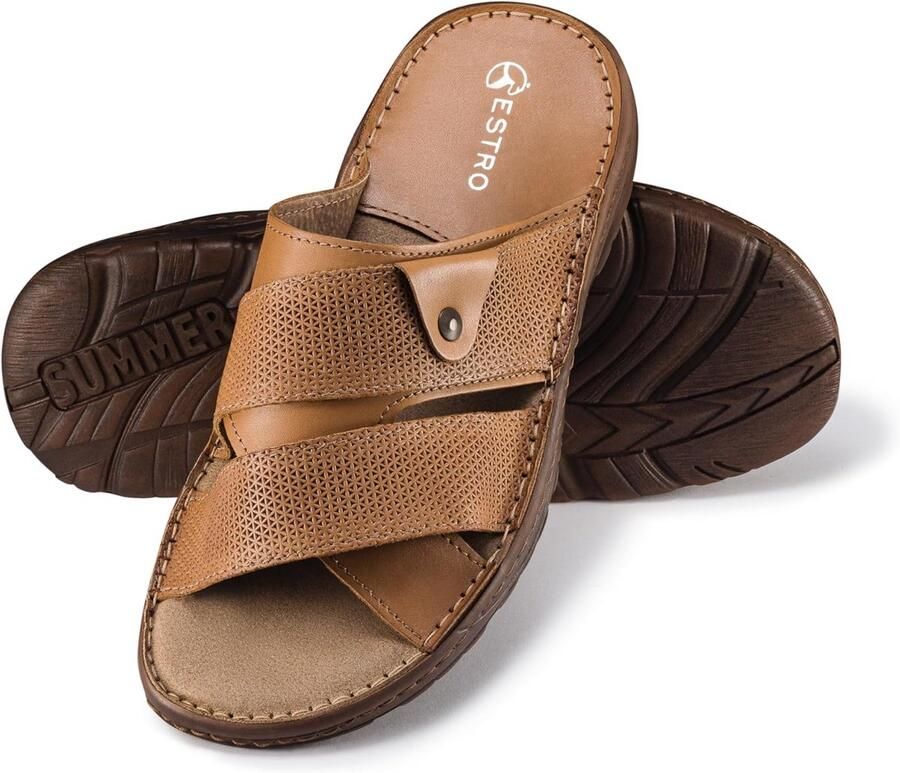 Heren Sandalen Leer Zomerschoenen Met Antislip Zool