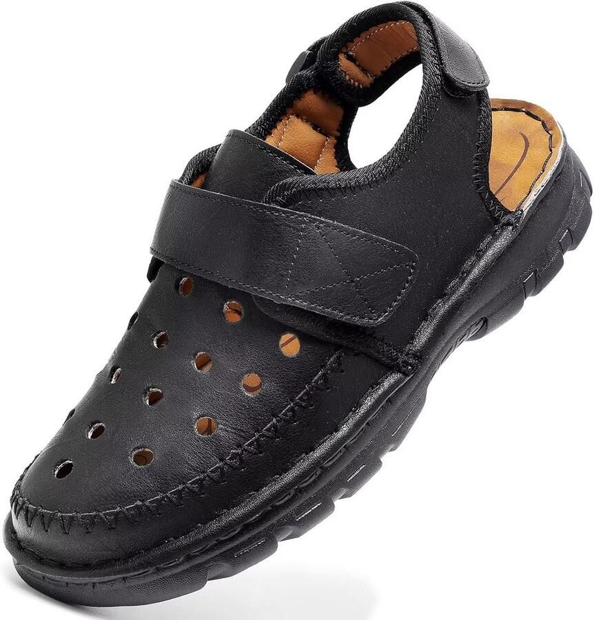 Heren Leren Sandalen Gesloten Teen Zomer Wandelsandalen