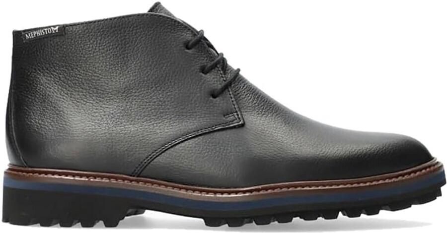 Heren leren veterlaarzen zwart met lage hak