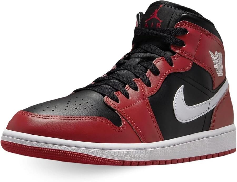 Heren Mid Sneaker Zwart Wit Rood Basketbalstijl - Foto 1