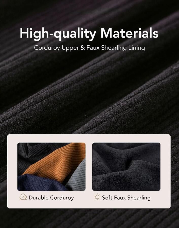 Heren mocassin pantoffels slip-on zacht comfort memoryschuim Zacht ribfluweel bovenmateriaal warme fleecevoering traagschuim inlegzool antislip TPR-zool voor binnen en buiten