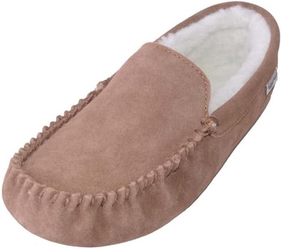 Heren Mocassin Slippers met Lamswol Binnenkant en Suède Zool