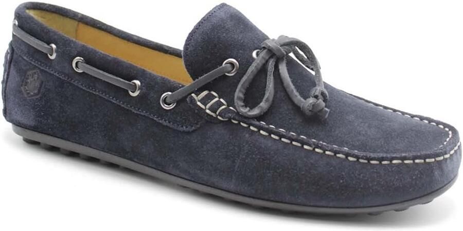 Heren Mocassins Donkerblauw Nubuck Met Leren Detail