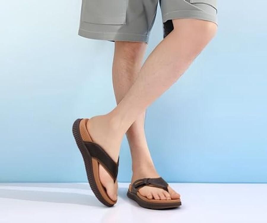 Heren Orthopedische Flip Flops Waterdicht en Lichtgewicht Khaki