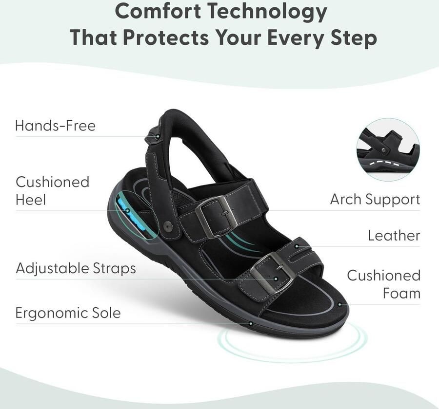Heren Orthopedische Slippers Zonder Handen Verstelbaar Leren Comfort