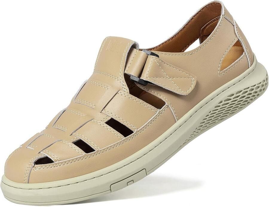 Heren Outdoorsandalen van Leer Casual Zomer Visserssandalen met Gesloten Neus