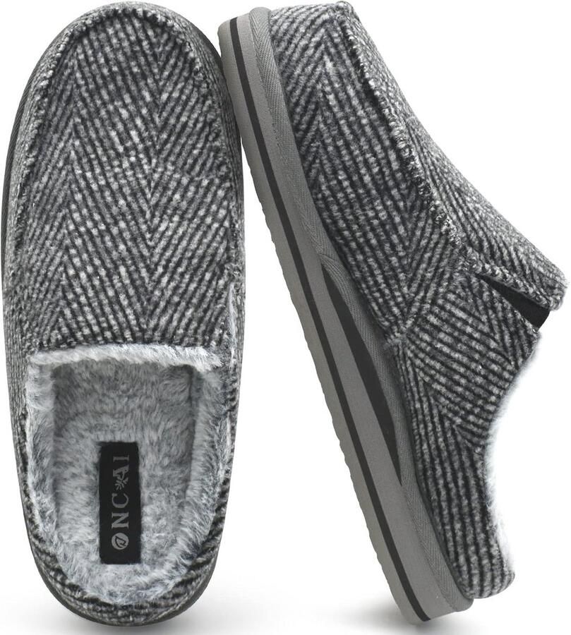 Heren Pantoffels Comfortabele Pluche Slippers met Memory Foam en Rutschfest Gummisohle