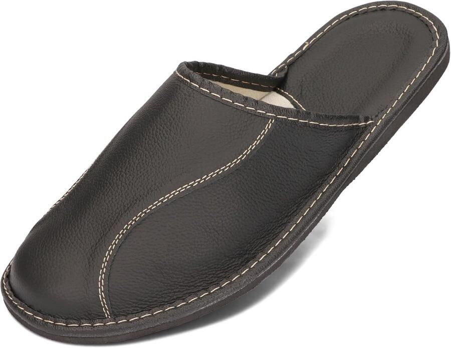 Heren Pantoffels Echt Leer Comfortabele Instapslippers voor Heren Verkrijgbaar in Zwart Bruin en Rood