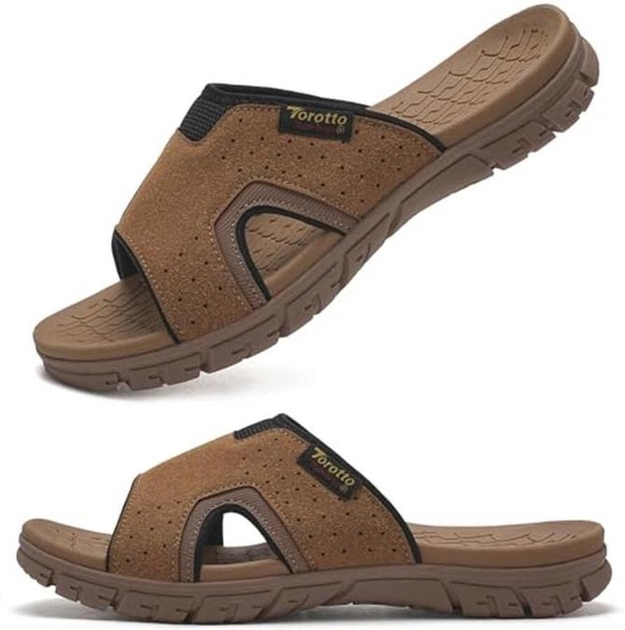 Heren Pantoffels en Zomerschoenen Platte Sandalen voor Vrije Tijd Sport en Bad Bruin