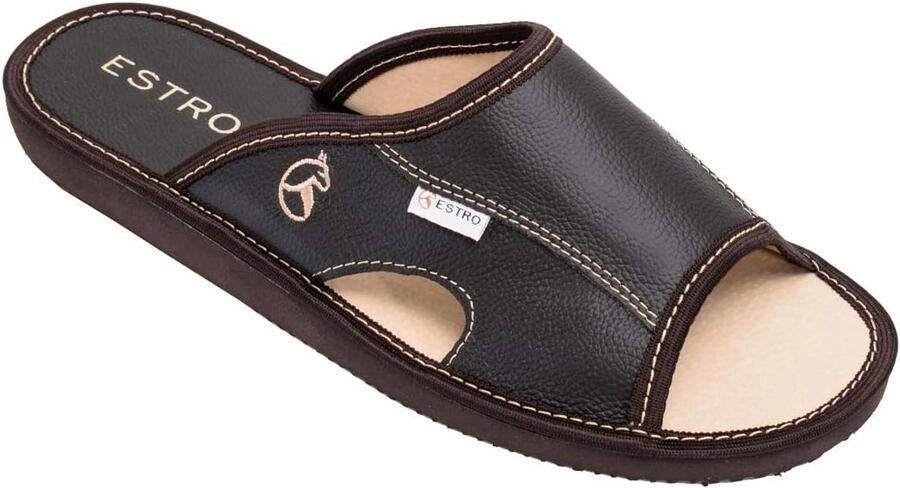 Heren Pantoffels Leer Met Memory Foam Binnenzool