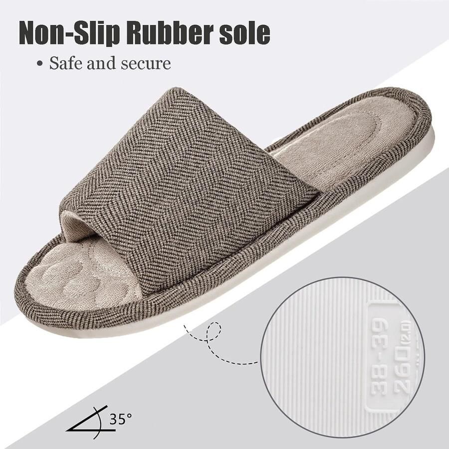Heren Pantoffels Katoen Comfortabel Traagschuim Open Teen Slippers Antislip Huis Schoenen Binnen Sloffen Huis Schoenen