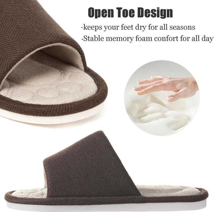 Heren Pantoffels Katoen Comfortabel Traagschuim Open Teen Slippers Antislip Huis Schoenen Binnen Sloffen Huis Schoenen