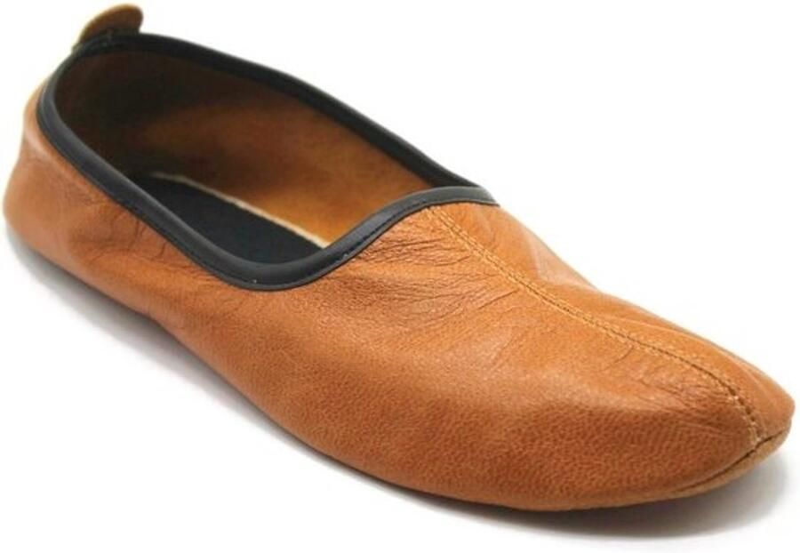 Heren Pantoffels Leer Antiek Tan Traditioneel Binnenhuis Sloffen Mocassin