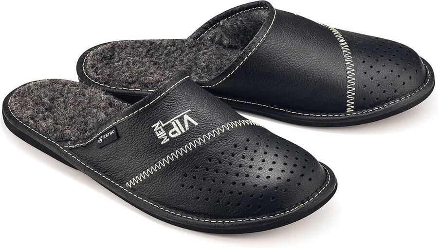 Heren Pantoffels Leer Comfortabel Instappen Winter