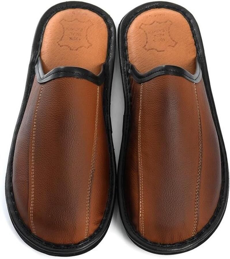 Heren Pantoffels Leer Comfortabel met Antislipzool Handgemaakt