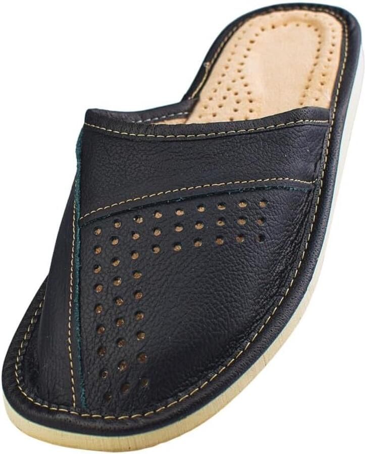 Heren Pantoffels Leer Comfortabele Instappers met Rubberen Zool