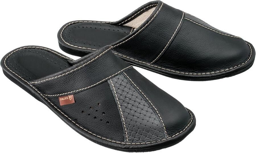 Heren Pantoffels Leer Instappers Comfortabele Thuisschoenen