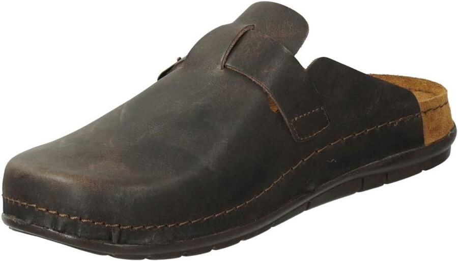 Heren pantoffels leer met klittenband en traagschuim voetbed