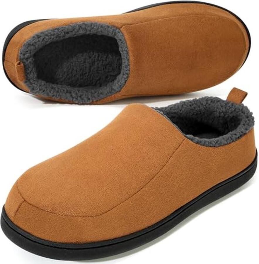 Heren Pantoffels Memory Foam Instap Mocassin Huisschoenen met Pluche Voering en Antislip Rubberzool