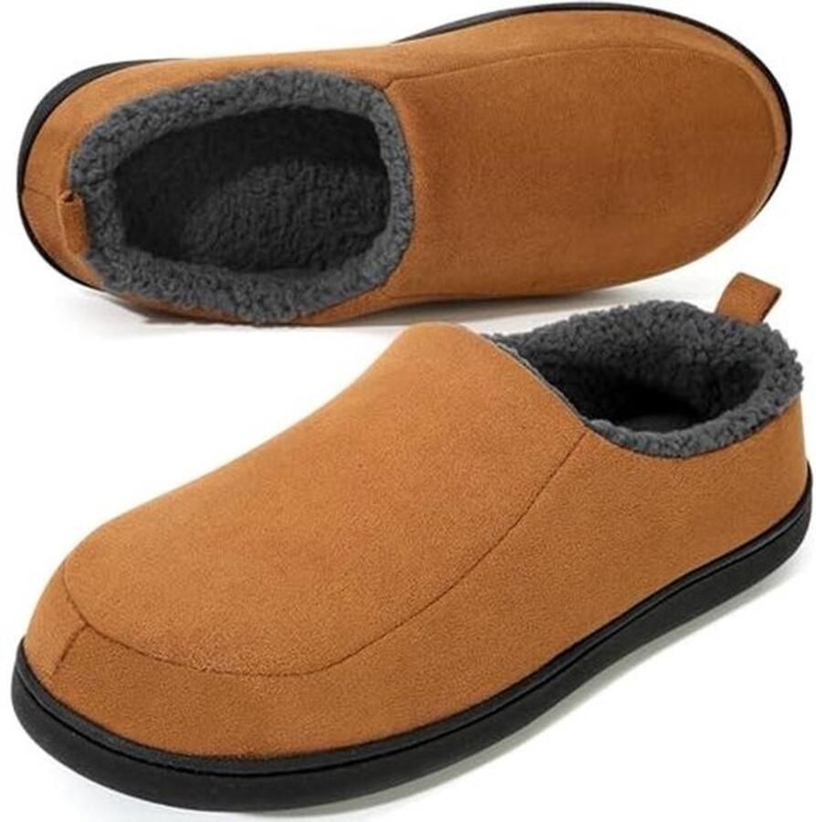 Heren Pantoffels Memory Foam Instap Mocassin Huisschoenen met Pluche Voering en Antislip Rubberzool