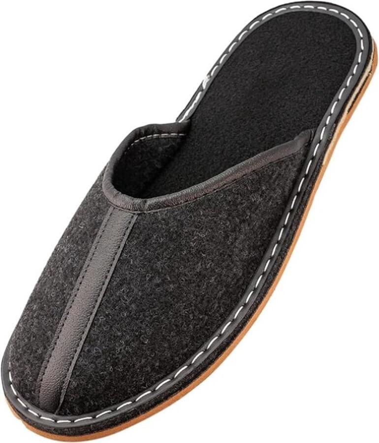 Heren pantoffels met vilten bovenwerk en rubberen zool comfortabel en lichtgewicht