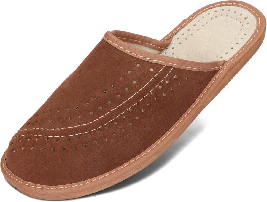 Heren Pantoffels Suède Leer Comfortabel Antislip Rubberen Zool EU ie