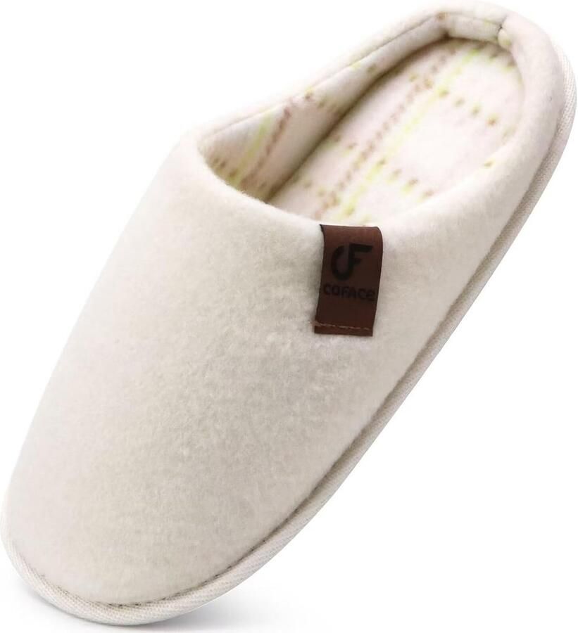Heren Pantoffels Traagschuim Beige Wit Comfortabele Binnenhuisschoenen