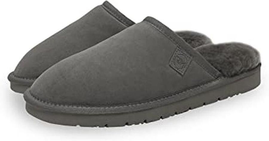 Heren Pantoffels van Echte Schapenvacht met EVA-zool Grijs en Bruin