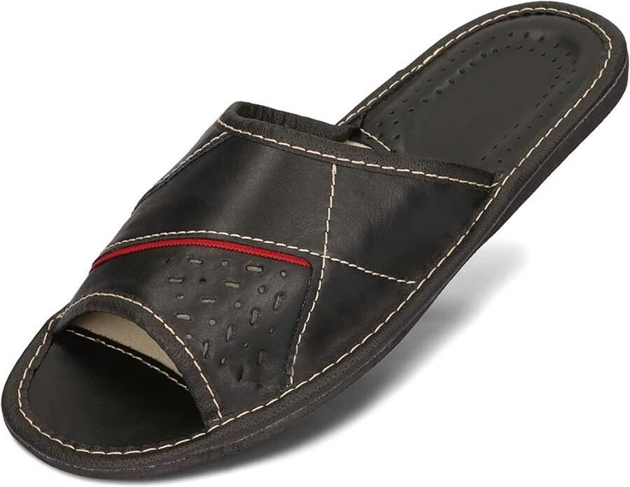 Heren pantoffels van imitatieleer met comfortabele voering