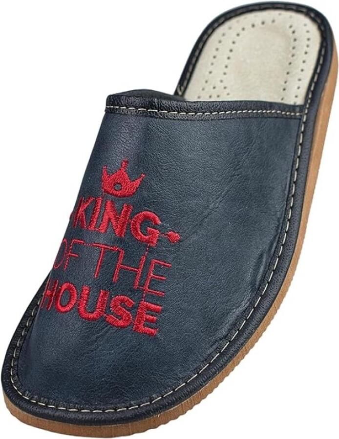 Heren pantoffels van kunstleer met antislipzool comfortabel en robuust