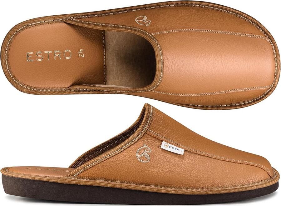 Heren Pantoffels van Leer met Memory Foam voor Thuis en Binnen