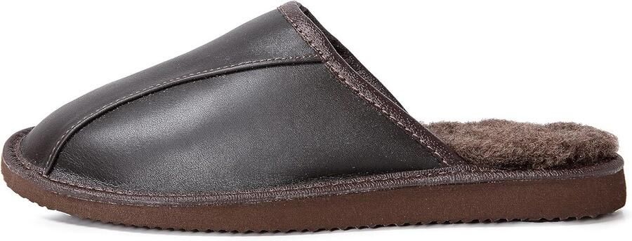 Luxe Heren Slippers van Echt Leer en Schapenwol Warme Instappers voor Binnencomfort