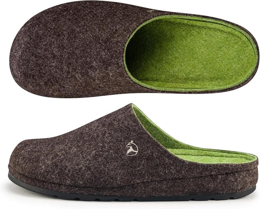 Heren Pantoffels van Vilt met Antislip Rubberen Zool