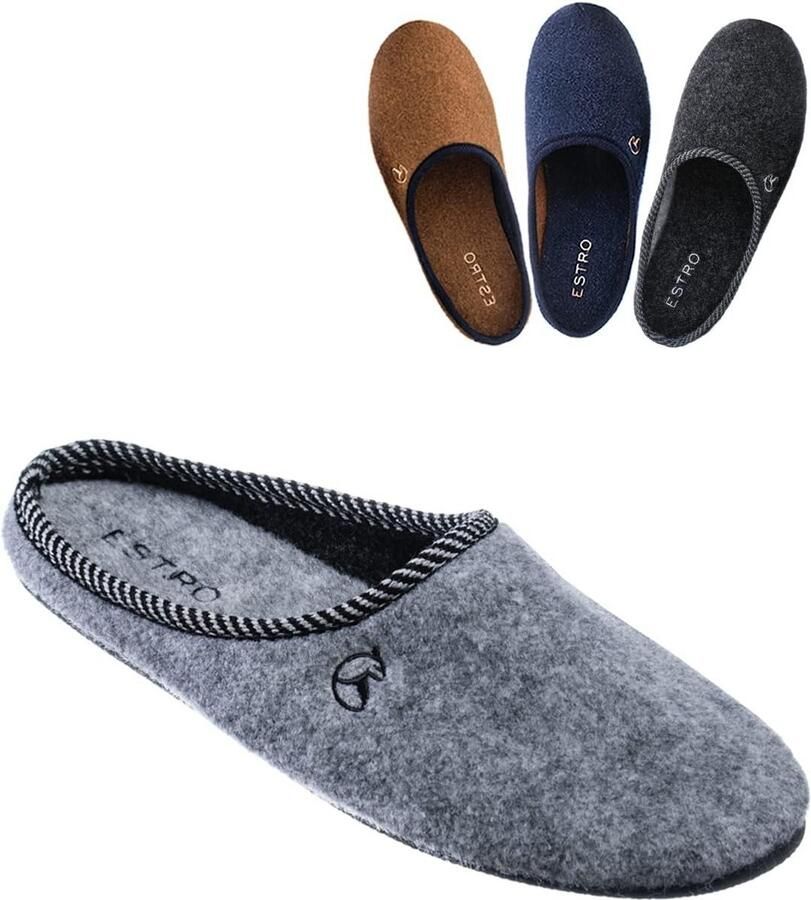 Heren Pantoffels van Vilt met Antislip Zool Comfortabele Binnenhuisslippers