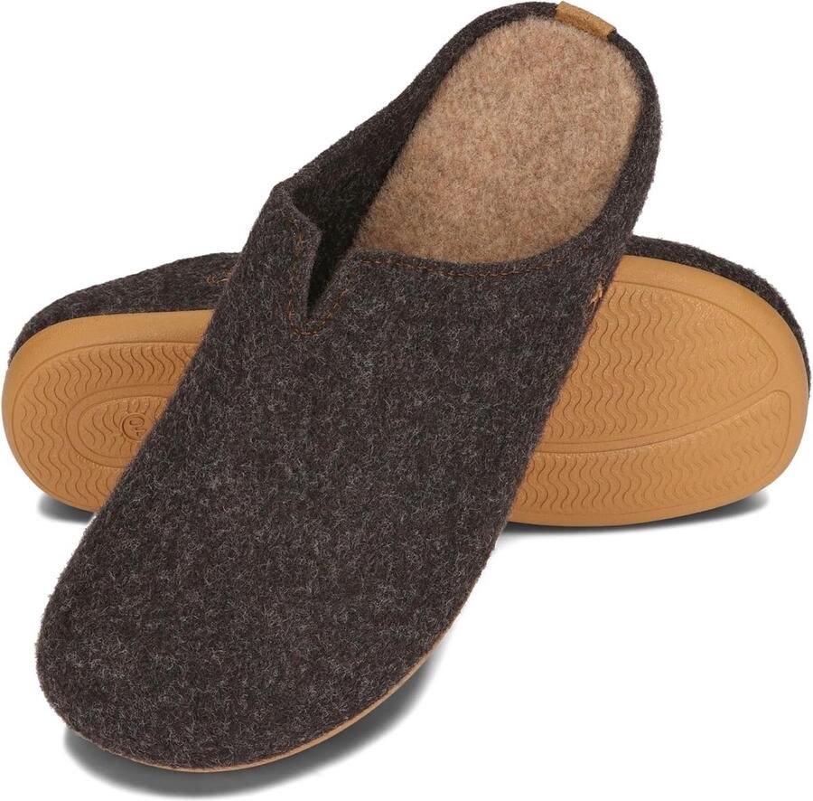 Heren Pantoffels van Vilt met Flexibele Rubberzool Comfortabel en Duurzaam
