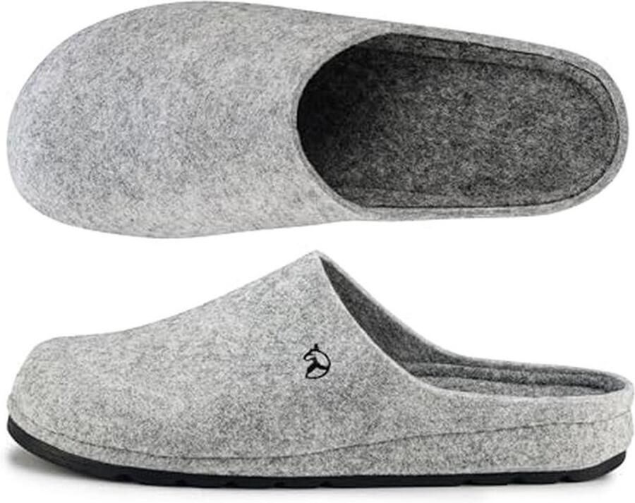Heren Pantoffels van Vilt met Rubber Zool