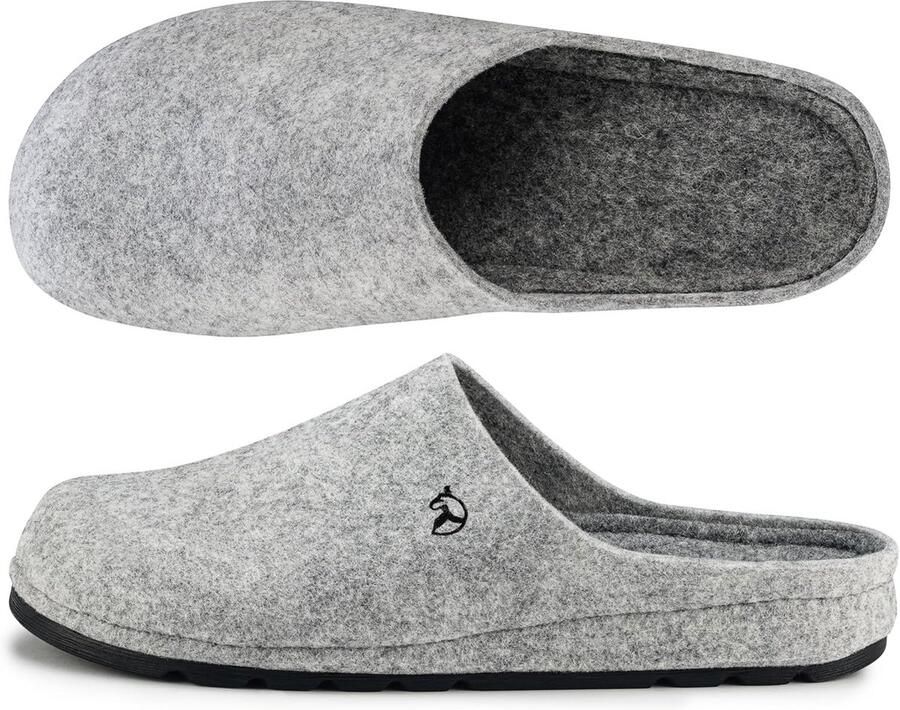 Heren Pantoffels van Vilt met Rubber Zool