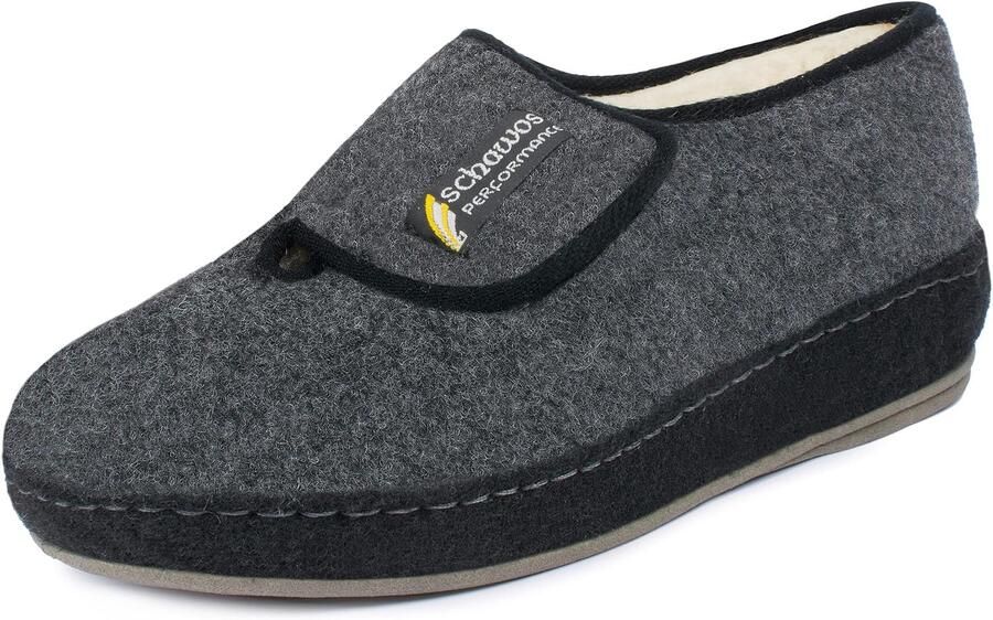 Heren Pantoffels van Vilt met Wol Antislip en Klittenband