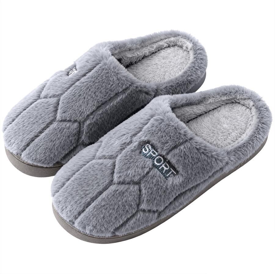 Heren pantoffels voor binnen en slaapkamer Winter dikke zool warme schoenen voor thuis Antislip rubberen zool pantoffels Warme katoenen platte casual schoenen voor thuis Heren pantoffels met traagschuim - Foto 2