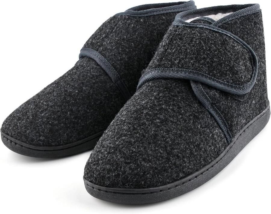 Heren Pantoffels Warm Vilt Slippers Brede Fit Winter Gezellige Bont Huisschoenen Antislip voor Binnen & Outdoor