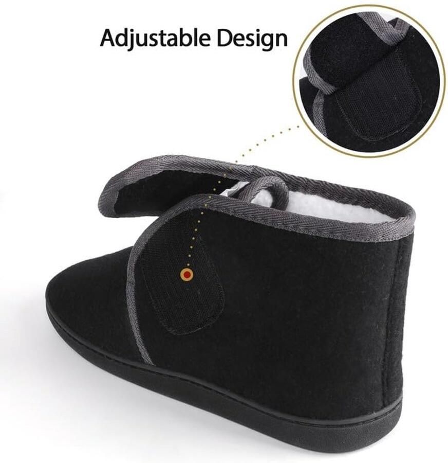 Heren Pantoffels Warm Vilt Slippers Brede Fit Winter Gezellige Bont Huisschoenen Antislip voor Binnen & Outdoor