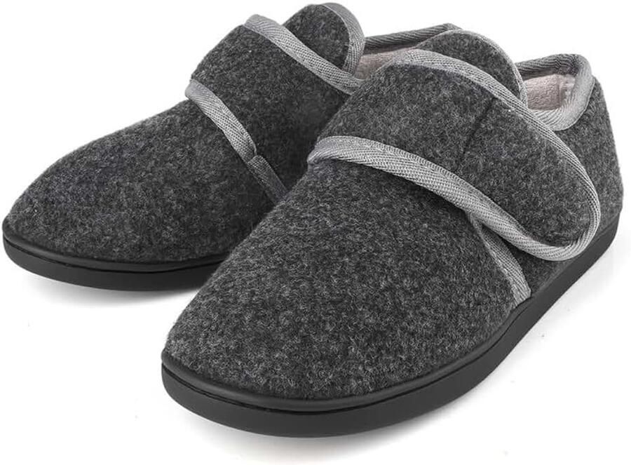 Heren Pantoffels Warme Flocking Slippers Brede Fit Gezellige Bont Huisschoenen Antislip voor Binnen & Outdoor 7-13UK