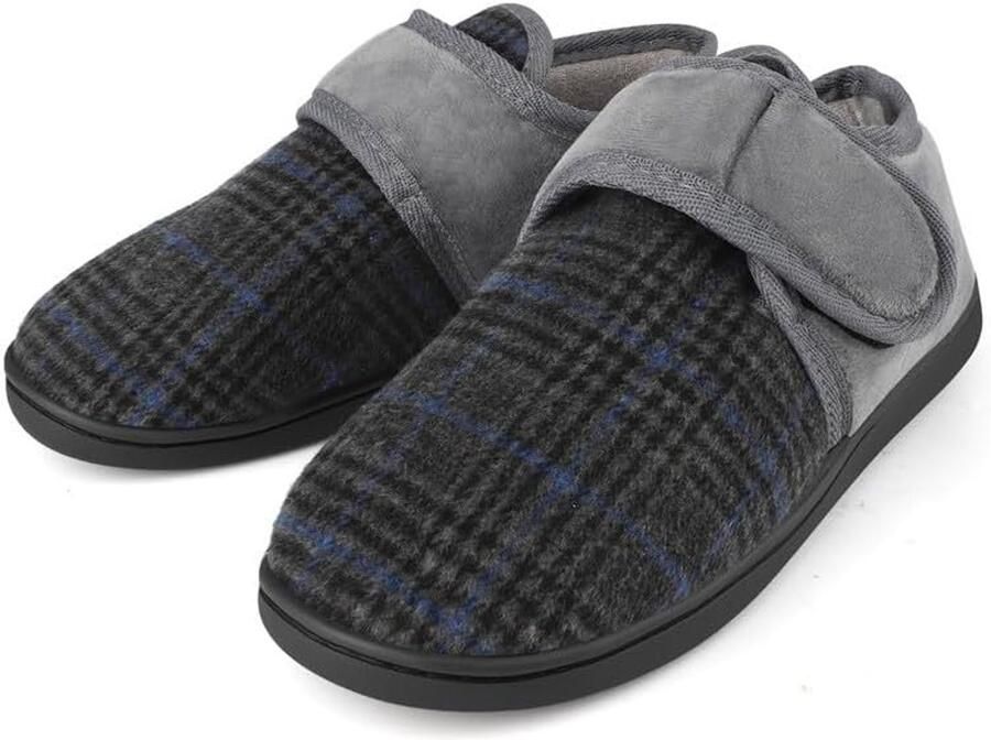 Heren Pantoffels Warme Flocking Slippers Brede Fit Gezellige Bont Huisschoenen Antislip voor Binnen & Outdoor 7-13UK