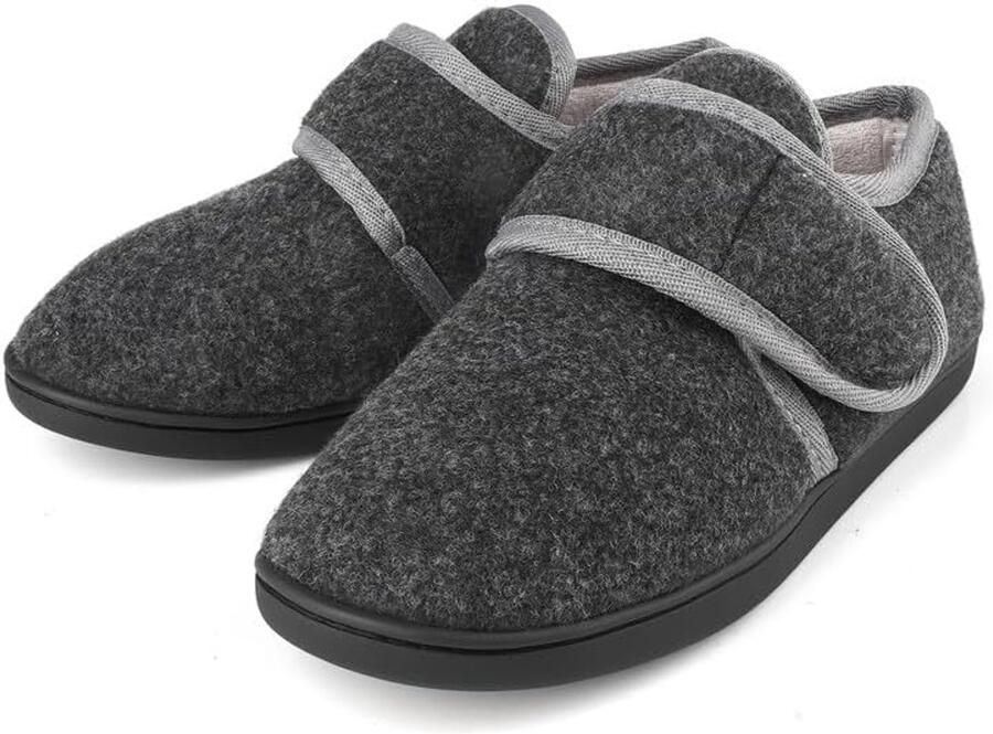 Heren Pantoffels Warme Flocking Slippers Brede Fit Gezellige Bont Huisschoenen Antislip voor Binnen & Outdoor 7-13UK