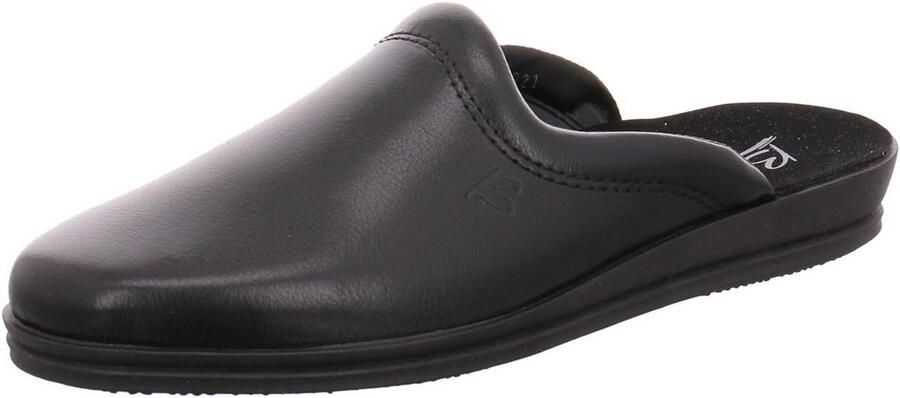 Comfortabele Heren Pantoffels Zwart Leer Warme en Stevige Sluitpantoffels