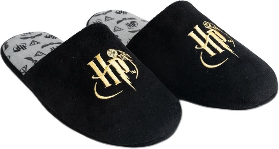 Heren Pantoffels Zwart met Harry Potter Logo Warm & Comfortabel