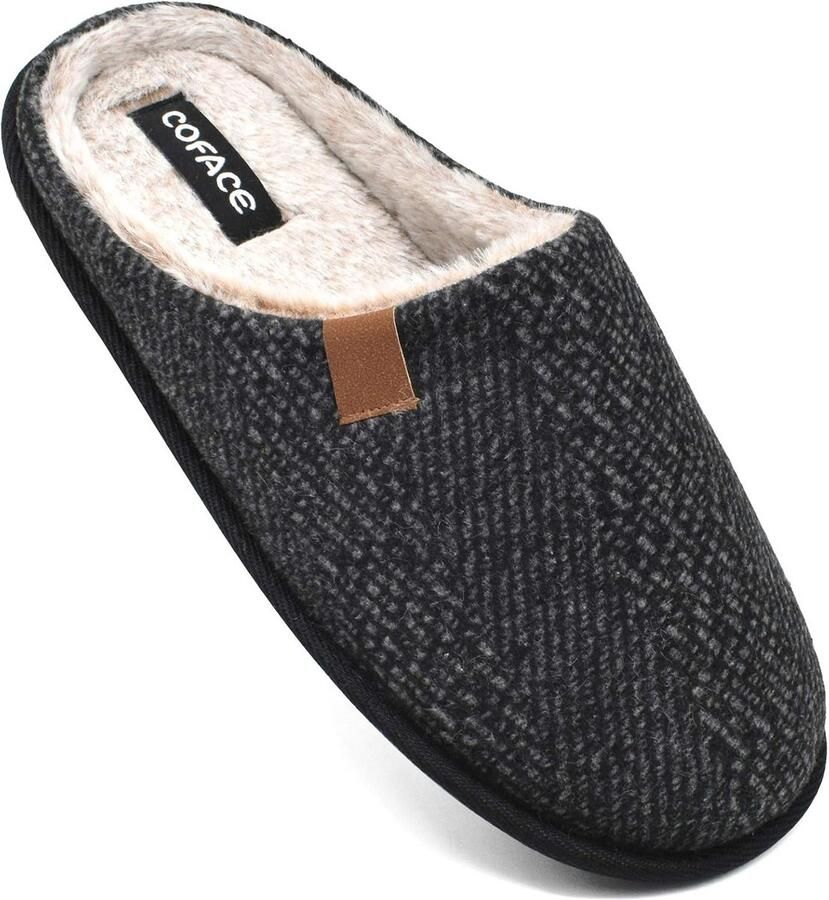 Heren Plaid Muilezel Slippers met Memory Foam en Antislipzool Warm en Comfortabel voor Binnen en Buiten