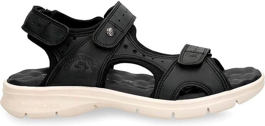 Heren Platte Sandalen Khaki Leer Met Klittenband Comfortabele Zomersandalen