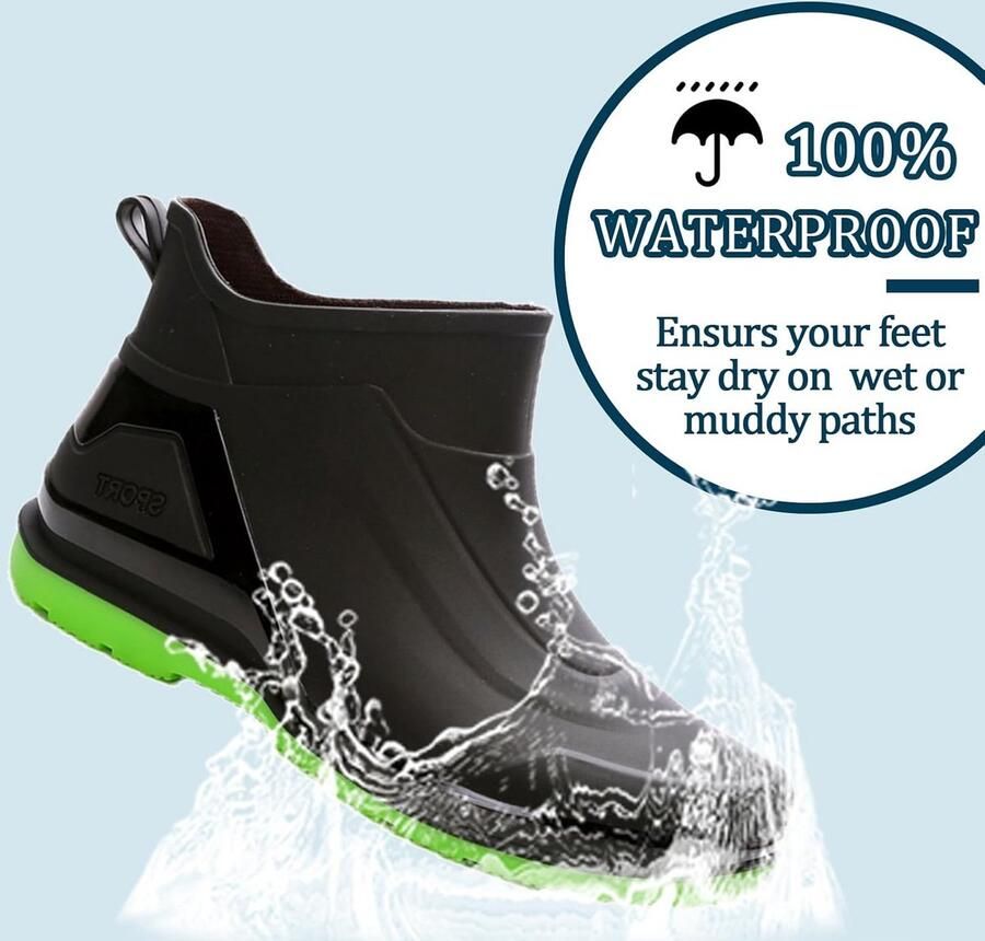 Heren Rubberen Regenlaarzen Waterdicht Voor Tuin en Buitenactiviteiten
