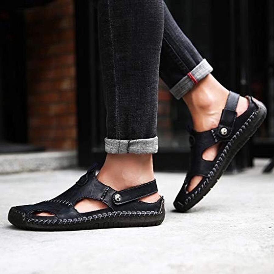 Heren Sandalen Ademend Casual Zwart - Foto 1